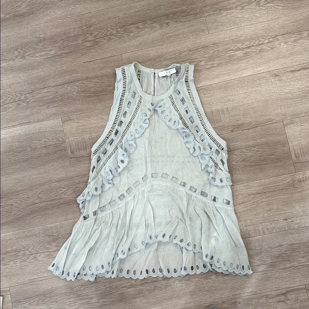 IRO Soft Blue Embroidered Blouse